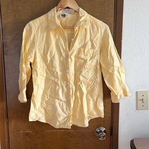Irish Linen Button Down Shirt Yellow Size M